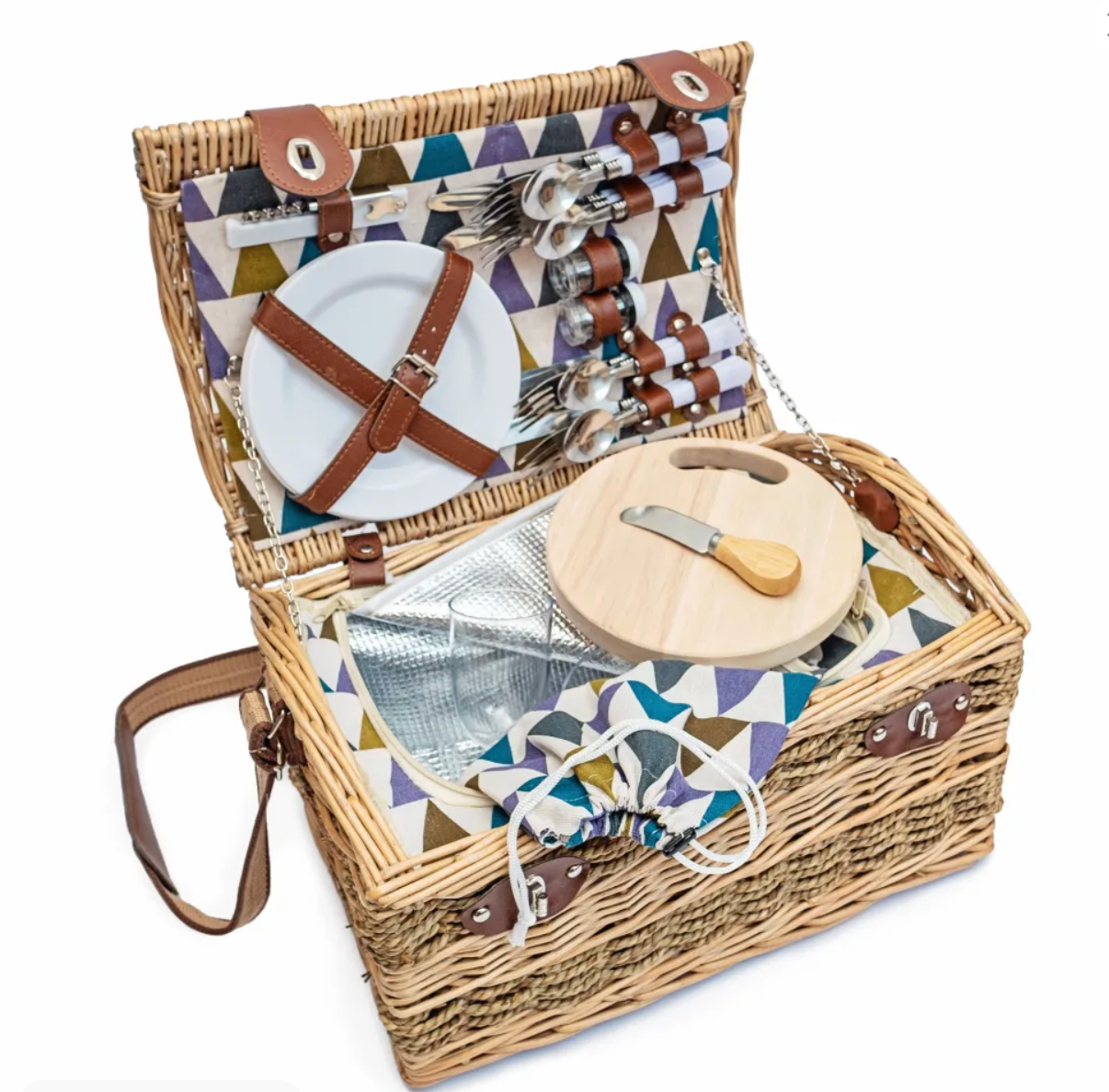Forest Picnic Basket  for 4 people (drawstring bag and cheese board included)