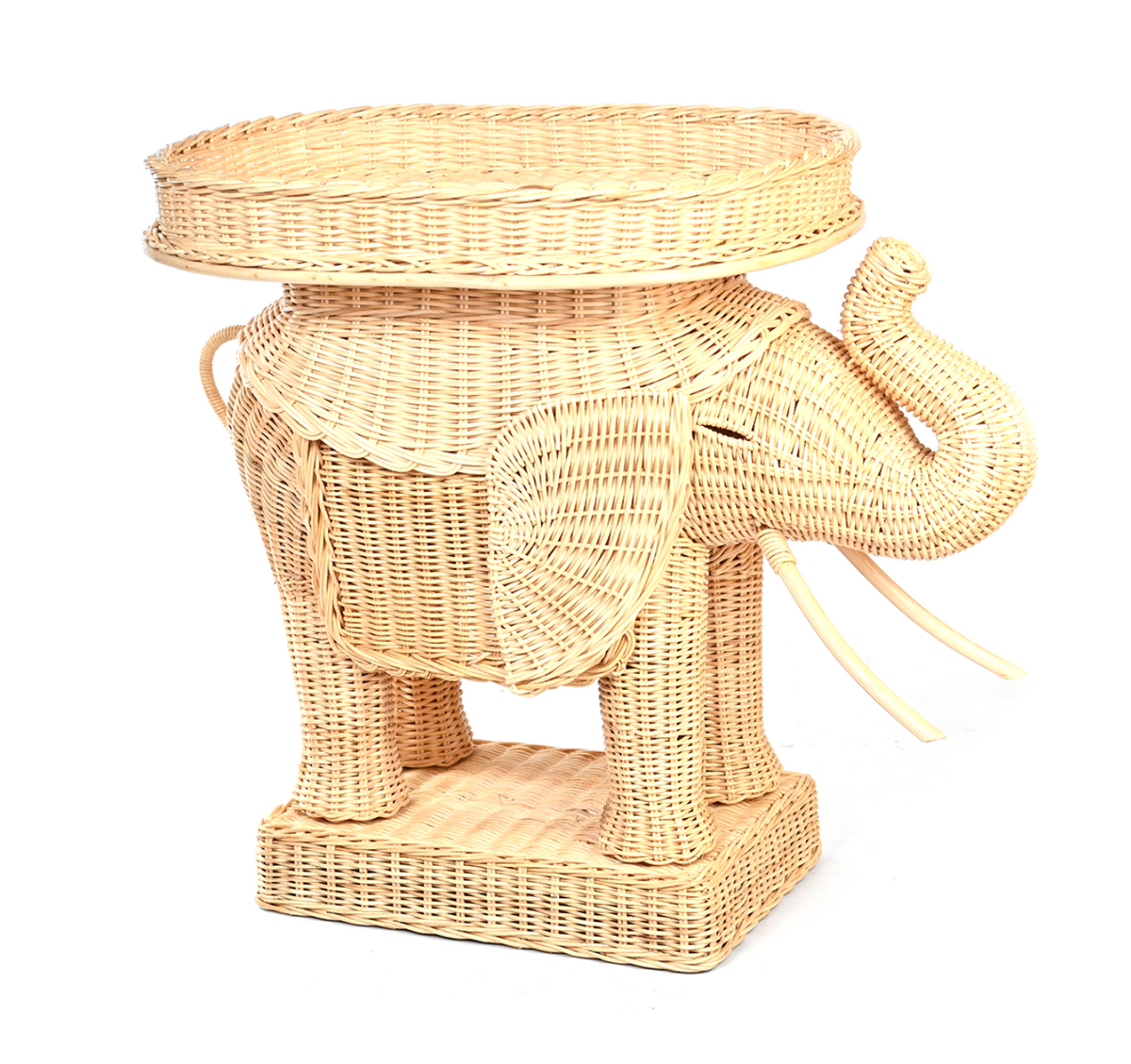 NATURAL RATTAN ELEPHANT SIDE TABLE