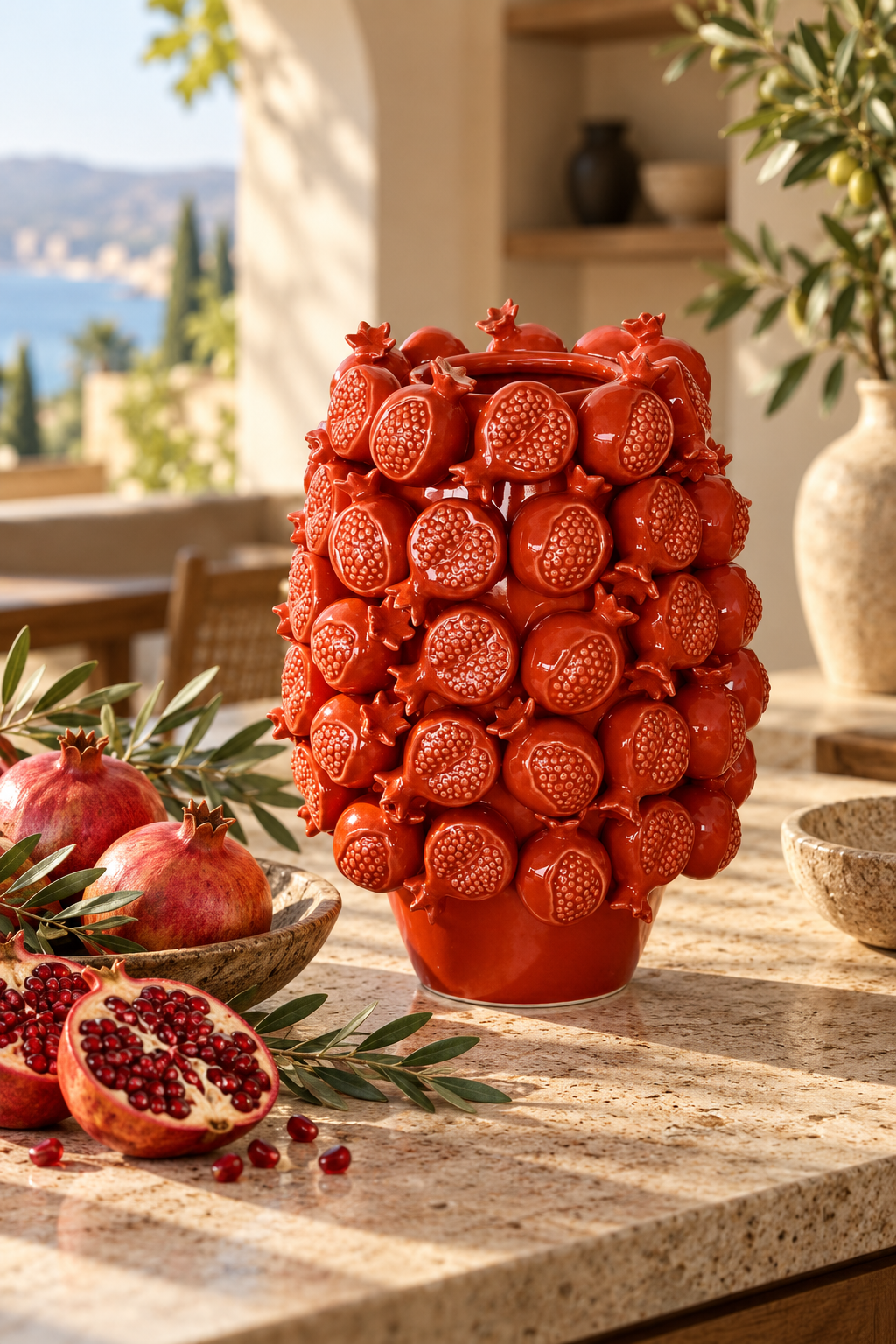 LARGE RED POMERGRANATE VASE
