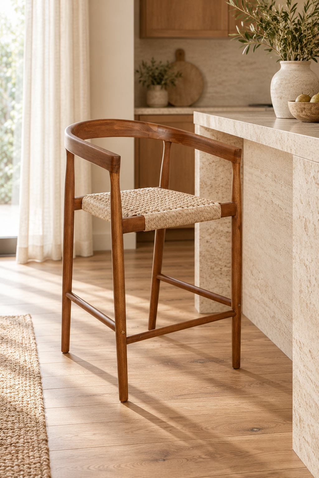 Kashmir Teak Counter Chair