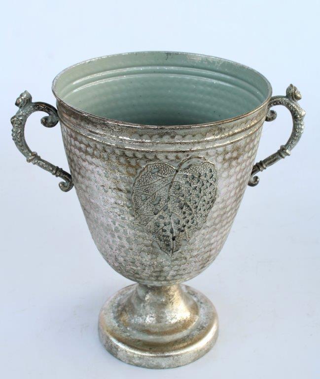 Large Silver Urn with Leaf