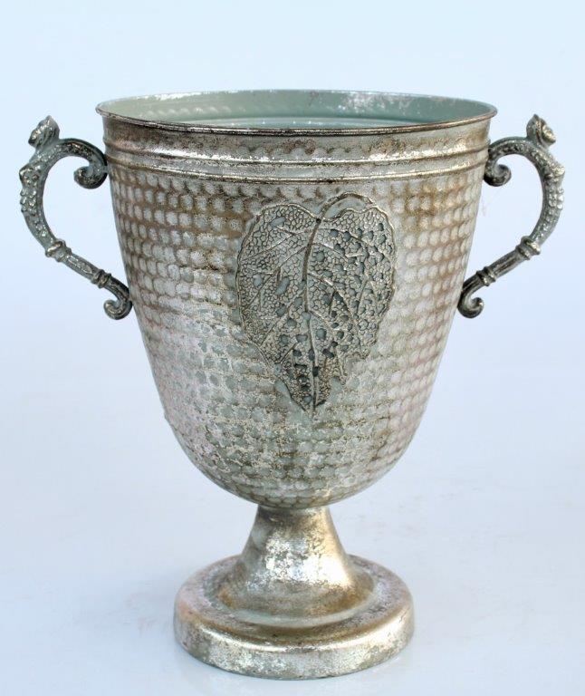 Large Silver Urn with Leaf