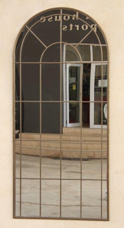 Brown Metal Arch Pane Mirror