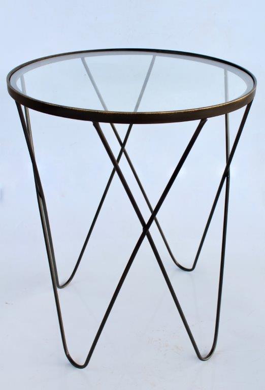Set of 2 Glass Top Metal Tables