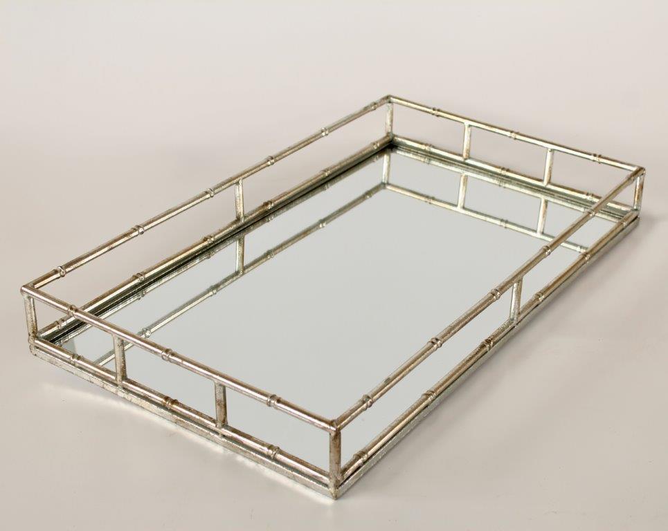 Silver Rectangular Mirror Tray