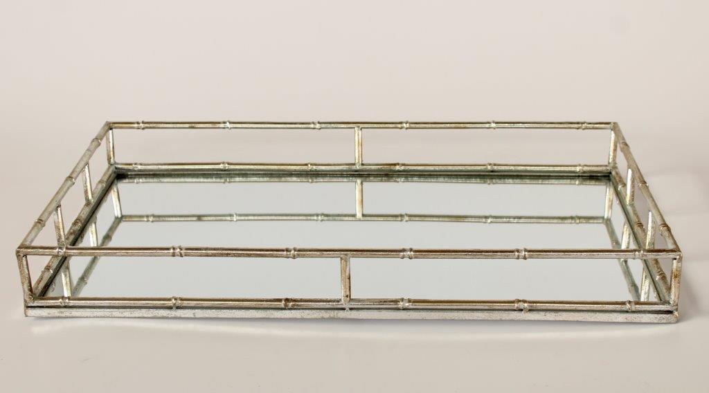 Silver Rectangular Mirror Tray