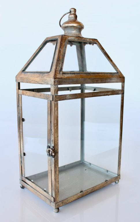 Set Of 2 Metal Lanterns With Glass