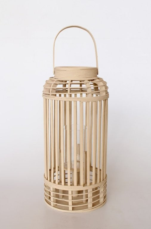 Natural Bamboo Lantern with Glass