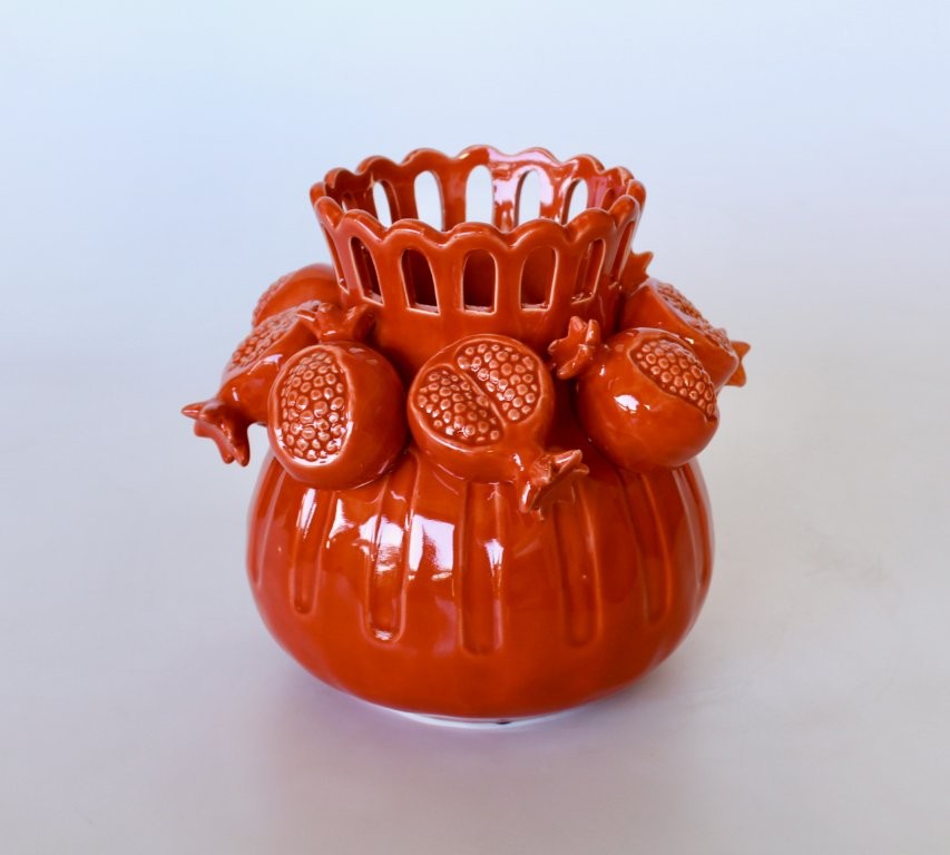 MEDIUM RED POMERGRANATE VASE