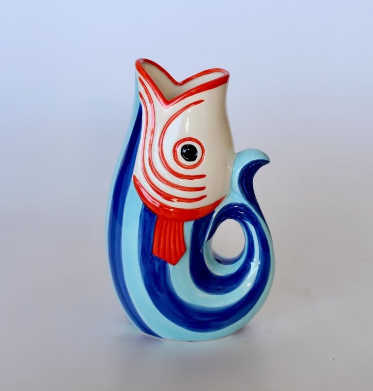 Blue Stripe Fish Jug