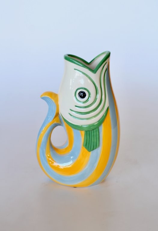 Blue and Yellow Fish Jug