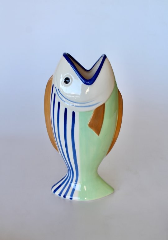 Extra Large Blue Striped Fish Jug