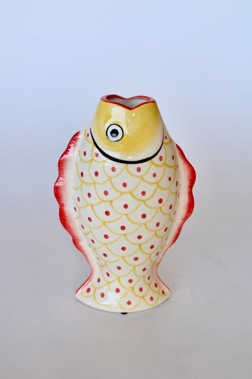 Medium Yellow and Orange Dot Fish Vase