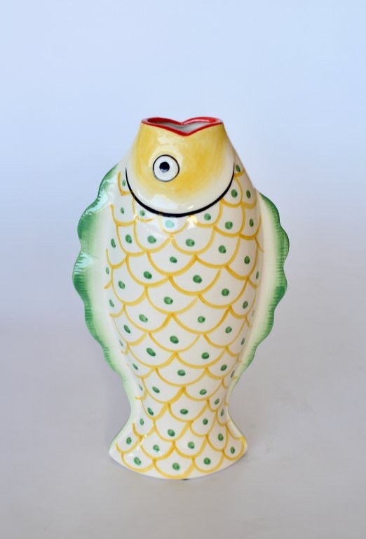 Extra Large Yellow and Green Dot Fish Vase