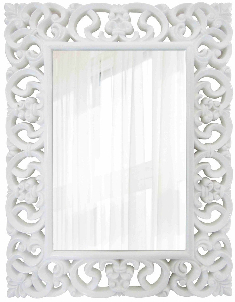 Ornate White Wall Mirror – Vintage Vine Frame 1300x1010mm Decorative Accent