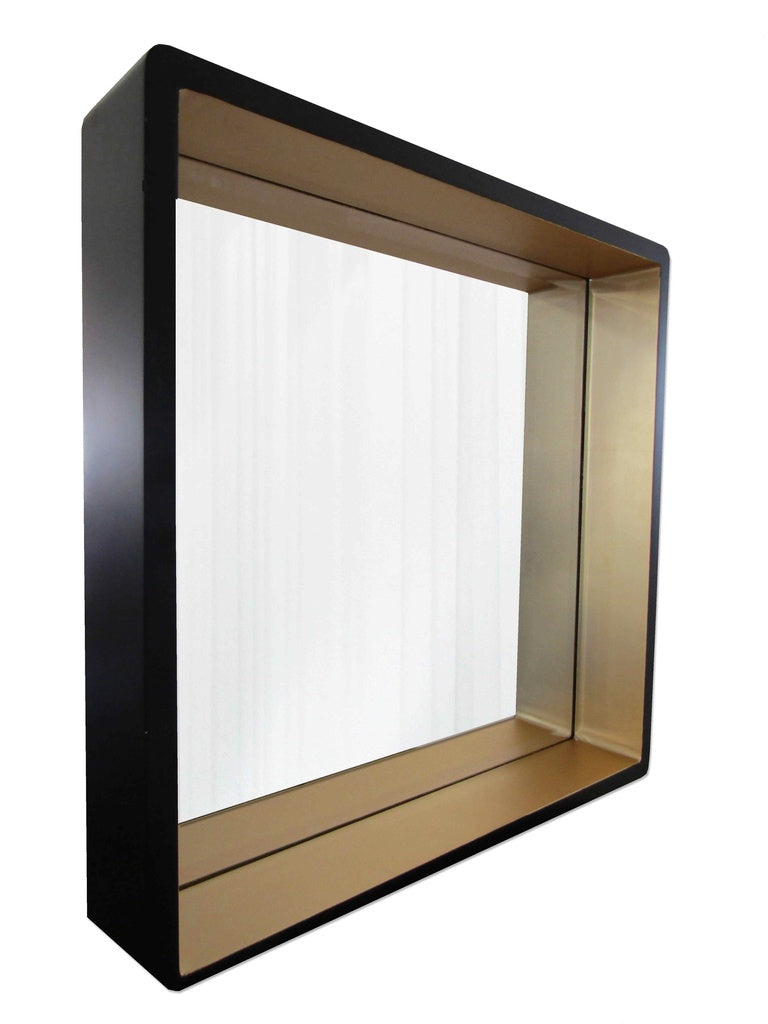 Set of 3 Square Wall Mirrors – Brown Frames (530mm, 430mm, 330mm) Decorative Mirror Trio