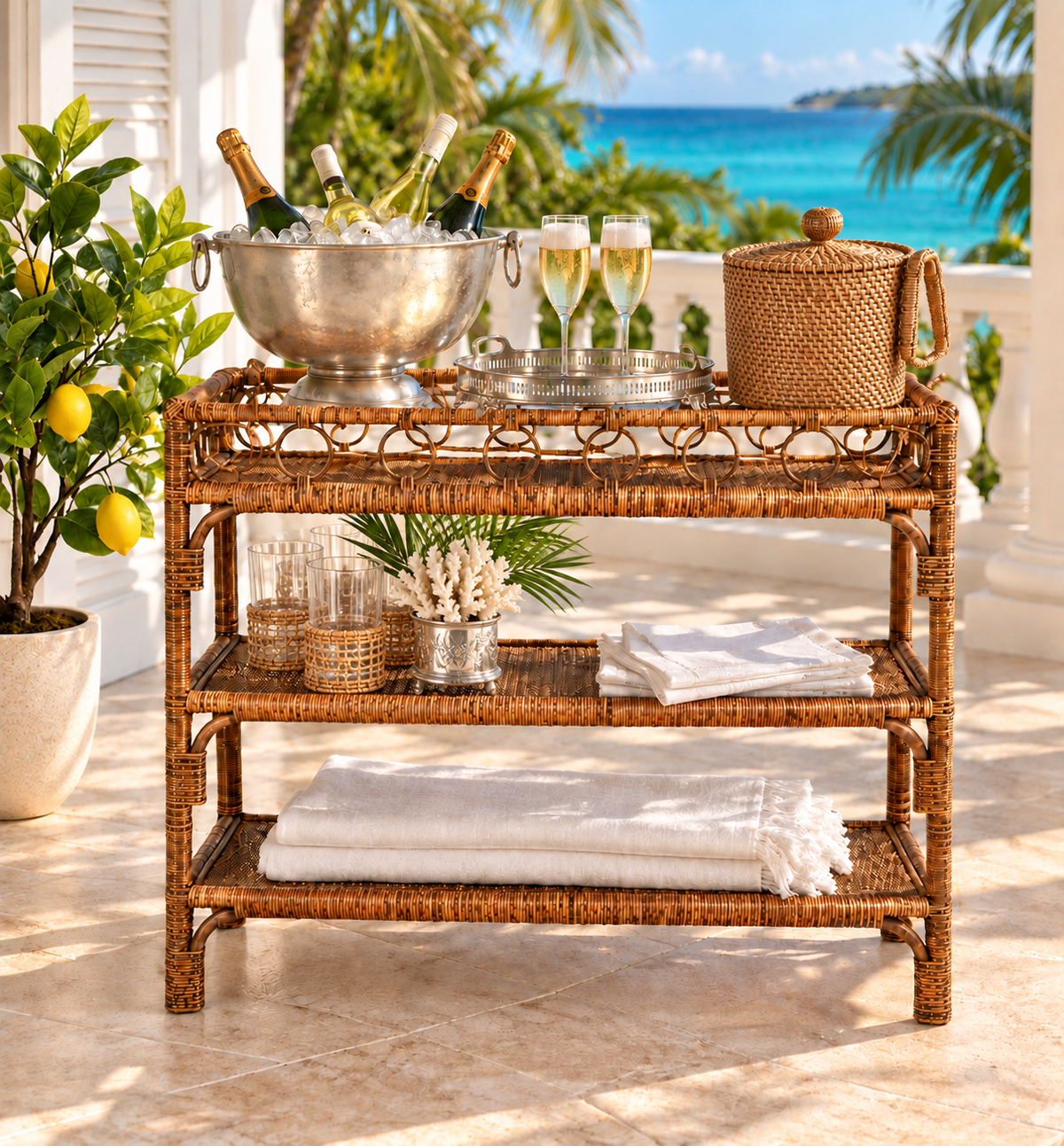 3 Tier Rattan Server