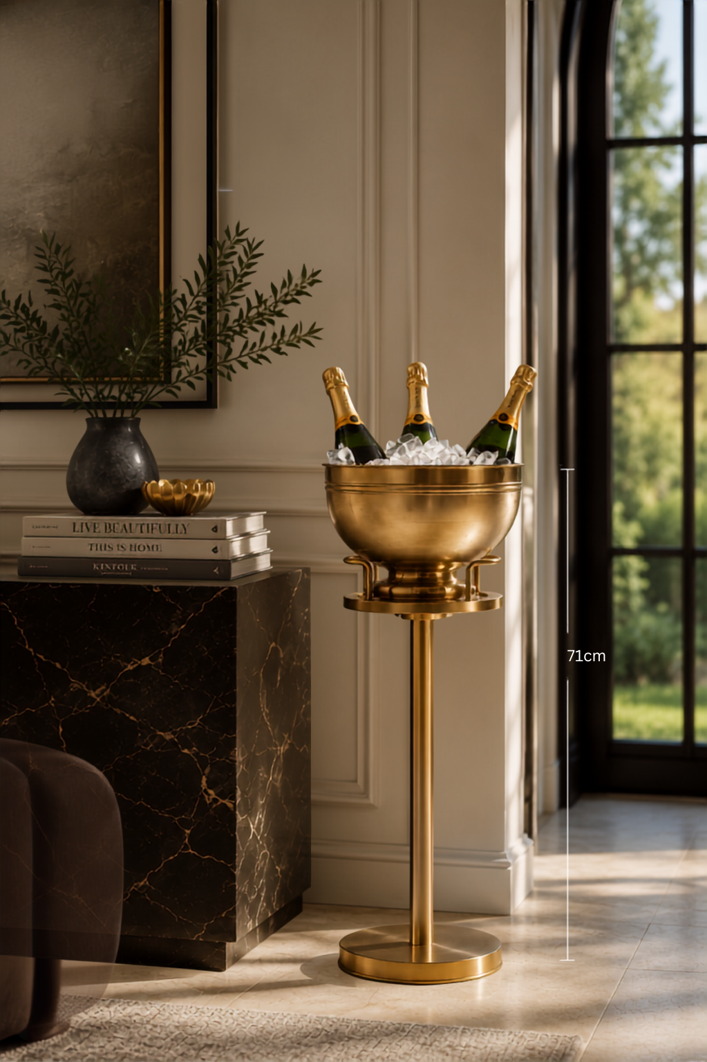 WINE BOWL AND STAND ITALIAN ANTIQUE BRASS