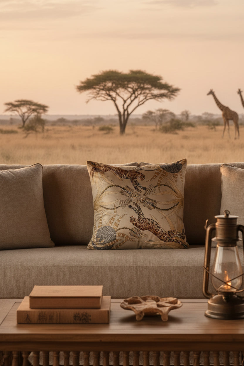 Velvet Cushion Cover - Cheetah Gold