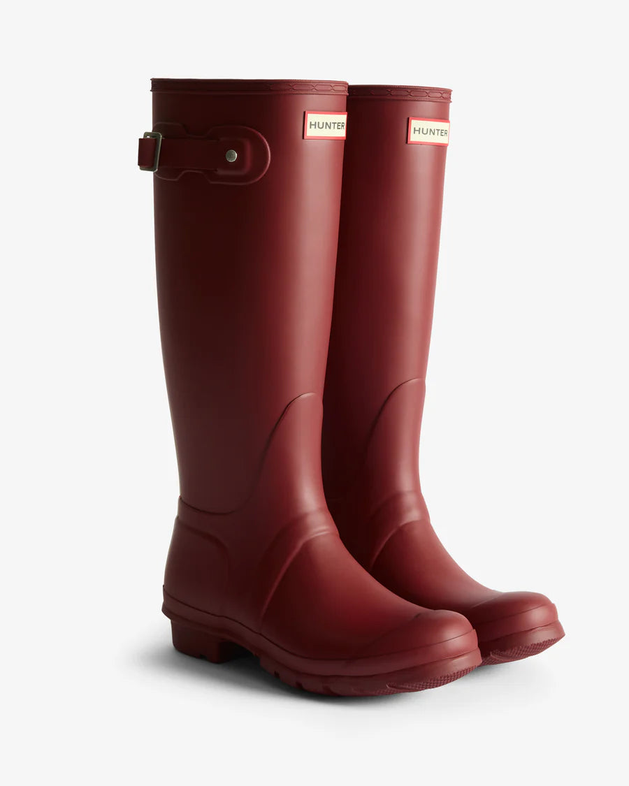 Women's Tri-Colour Logo Backstrap Tall Wellington Boots - Merlot