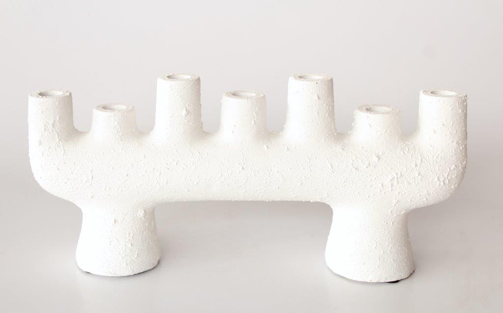White Ceramic 7 Candle Stick Holder
