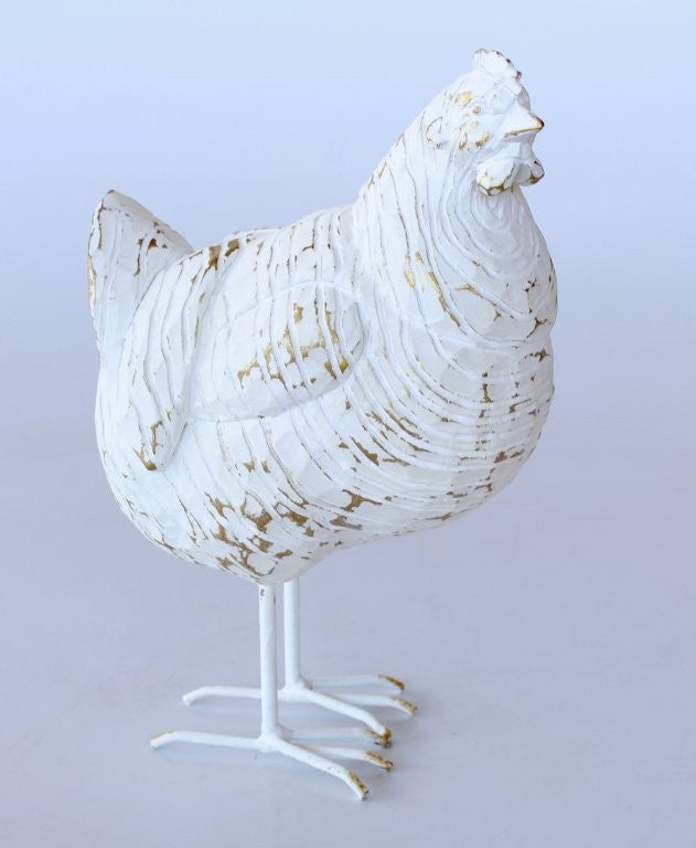White Distressed Hen