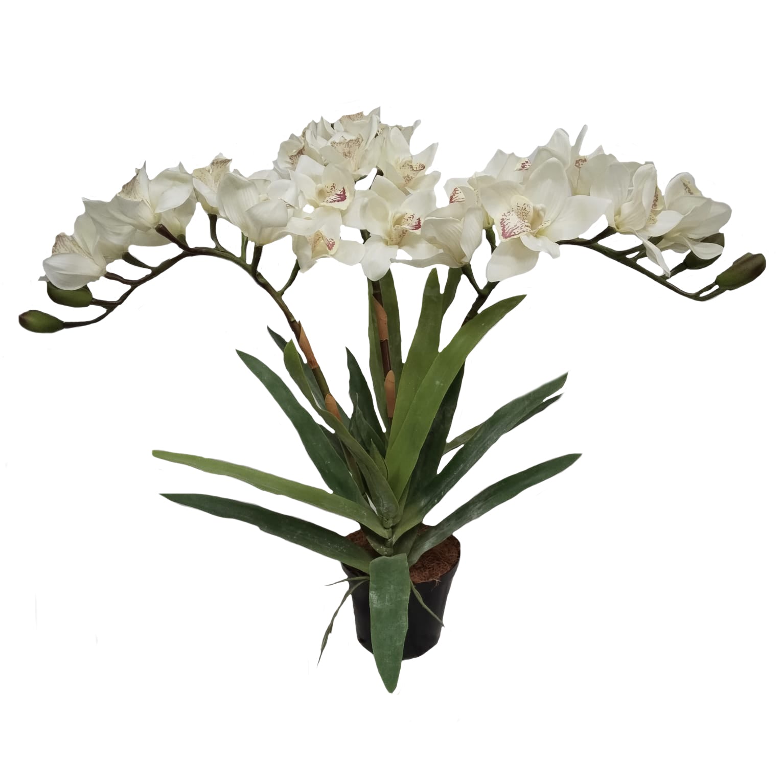 3 Stems Large Faux White Orchid