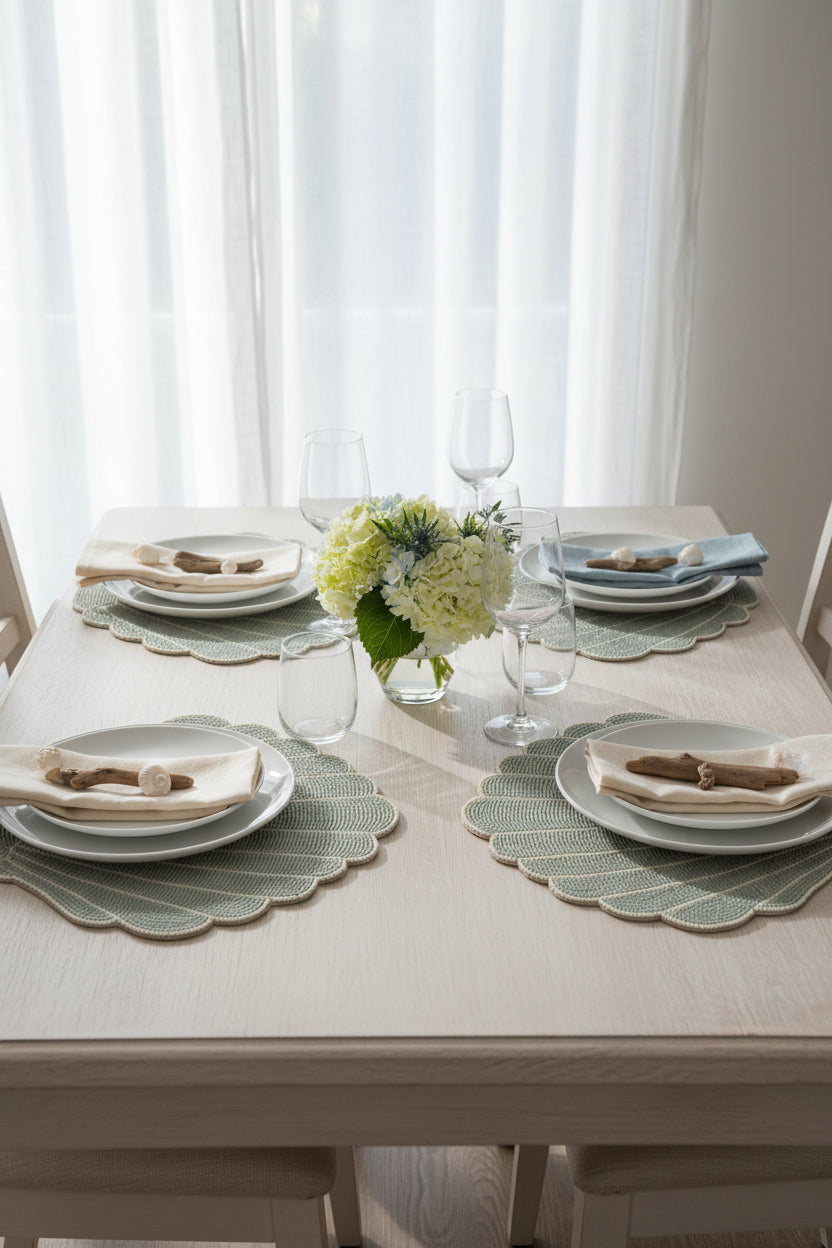 PLACEMAT SHELL BLUE SET  OF 4