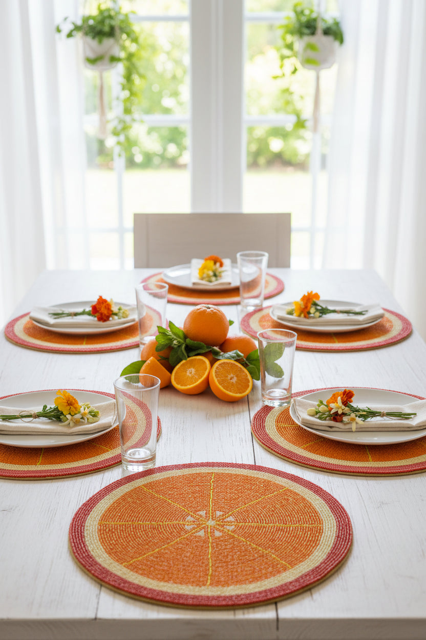 PLACEMAT CUT ORANGE SET  OF 4