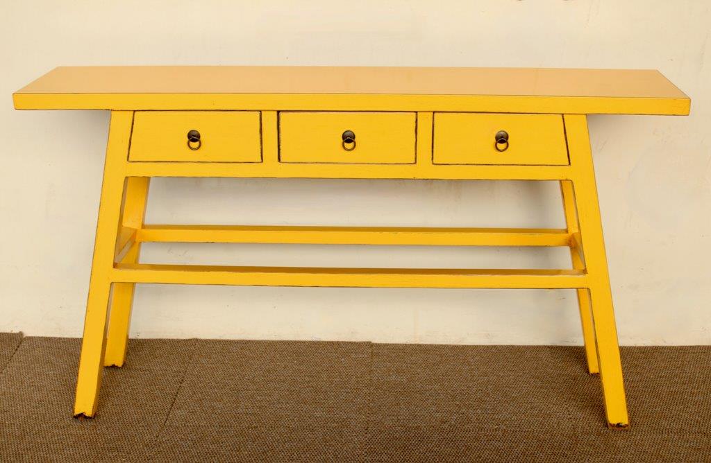 Yellow 3 Drawer Console