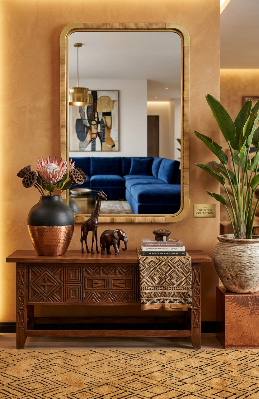 LARGE GOLD METAL & CANE MIRROR