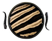 ZEBRA SKIN INLAY ROUND TRAY WITH SPRINGBOK HANDLES - NetDécor 