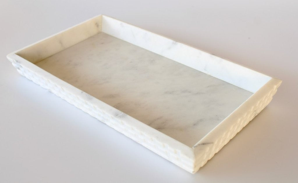 WHITE MARLBE OBLONG TRAY