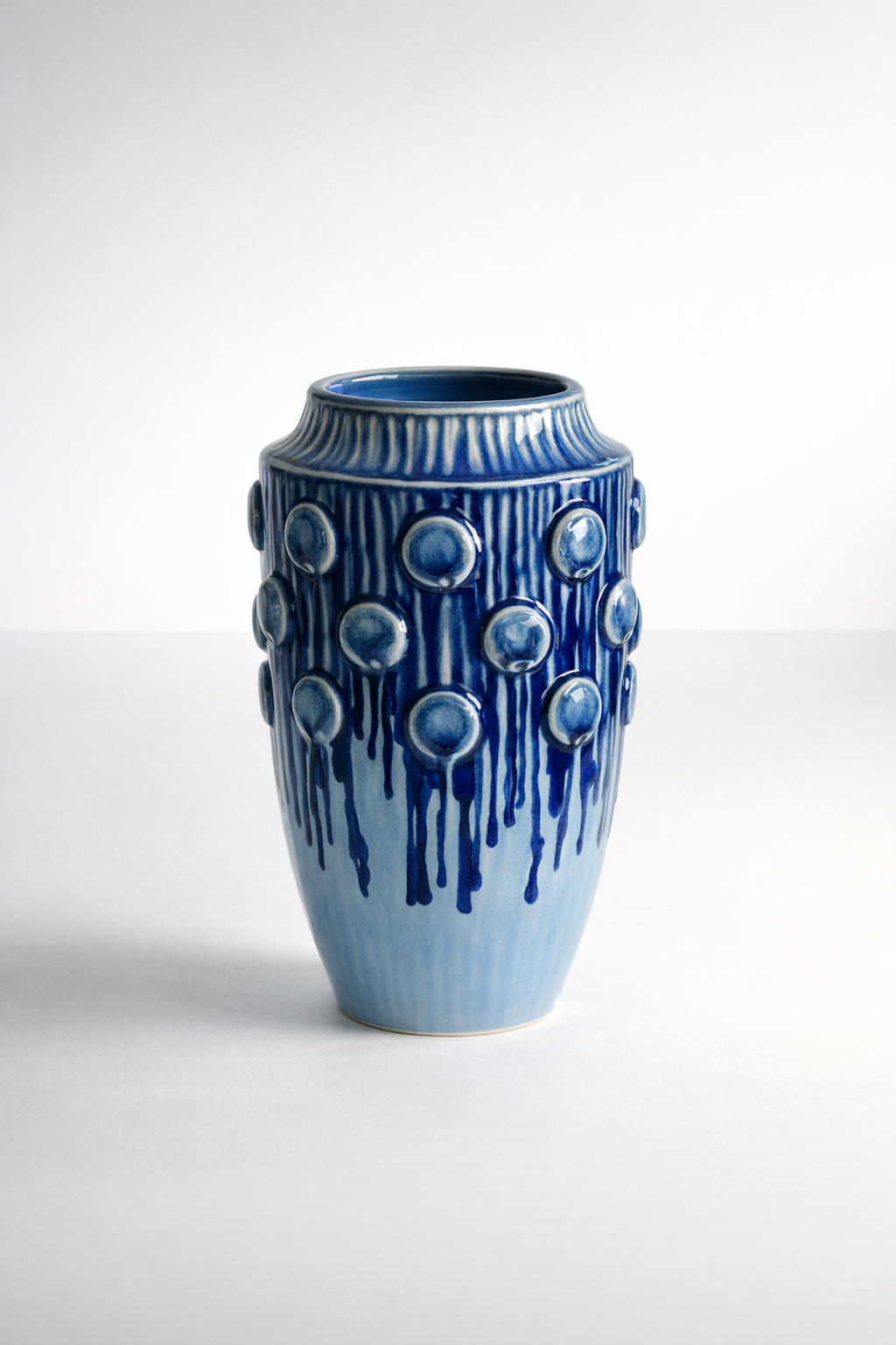 Large Periwinkle Blue Ceramic Dot Vase