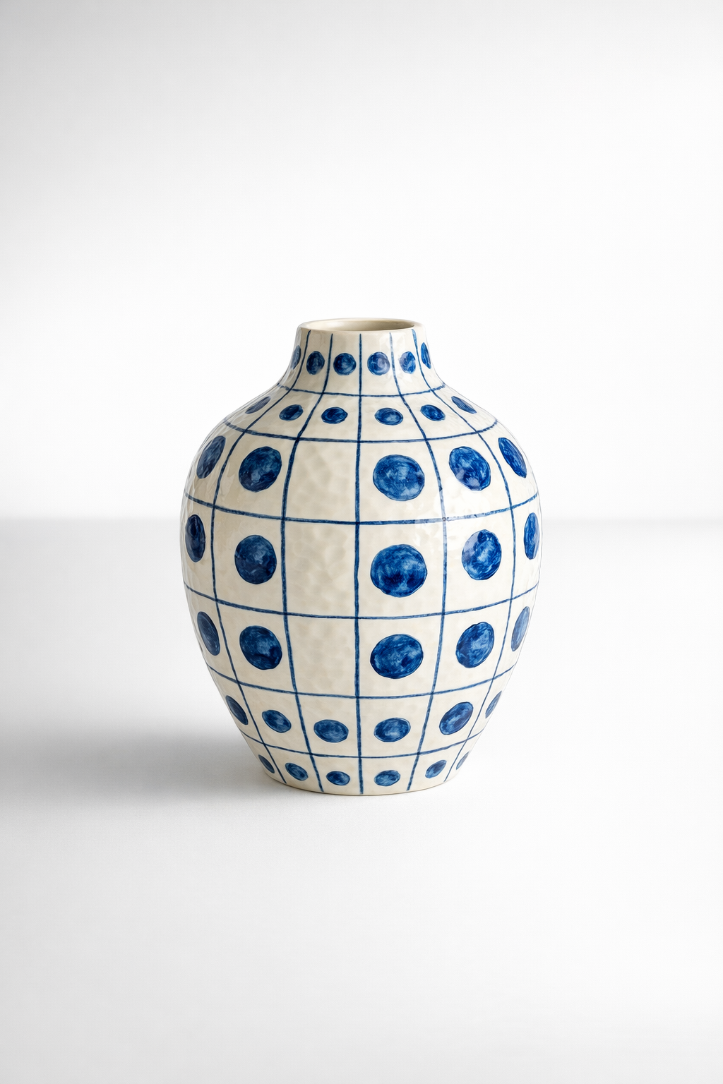 Large Blue Dot Ceramic Vase