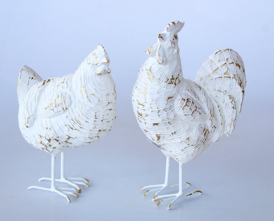 White Distressed Hen