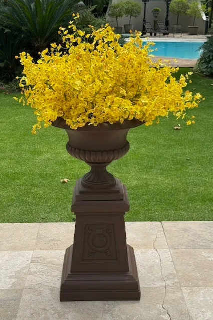 Flower Pot with Base - Chocolate Brown