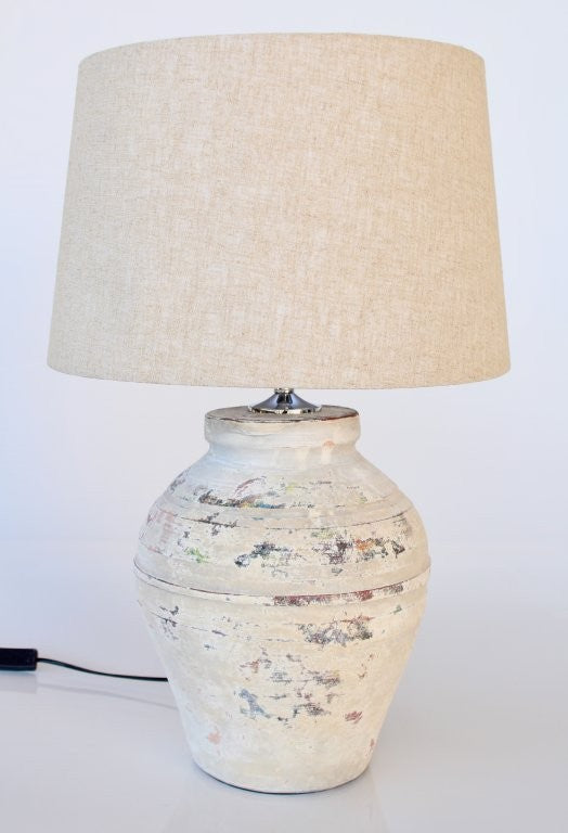 Distressed Natural Lamp Base Beige Shade