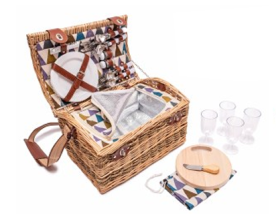 Forest Picnic Basket  for 4 people (drawstring bag and cheese board included)