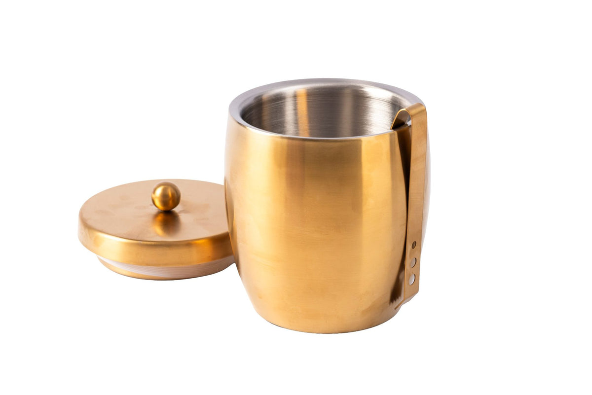 ICE BUCKET WITH TONGS SHANGHAI BRASS