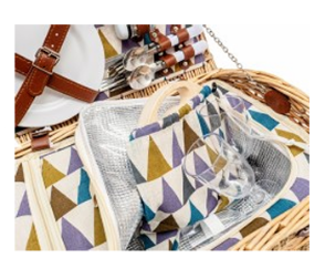 Forest Picnic Basket  for 4 people (drawstring bag and cheese board included)