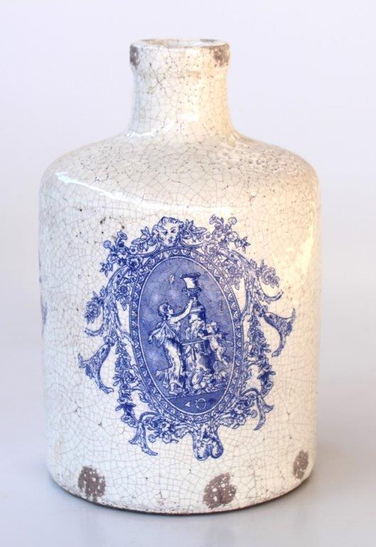 Blue & White Distressed Bottle