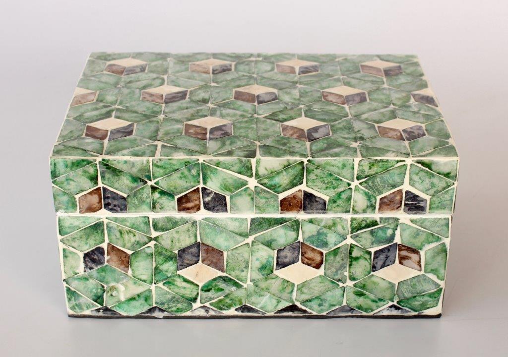 Green Geometric Capiz Box