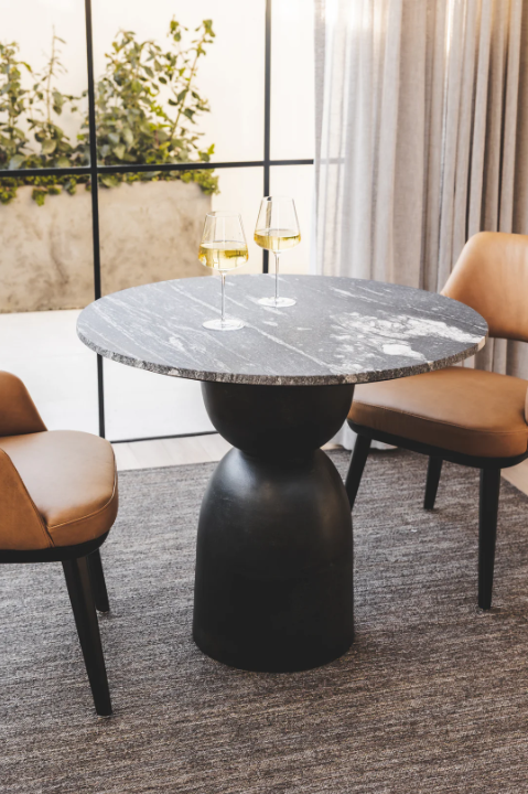 Lisbon Marble Bistro Table in Carbon