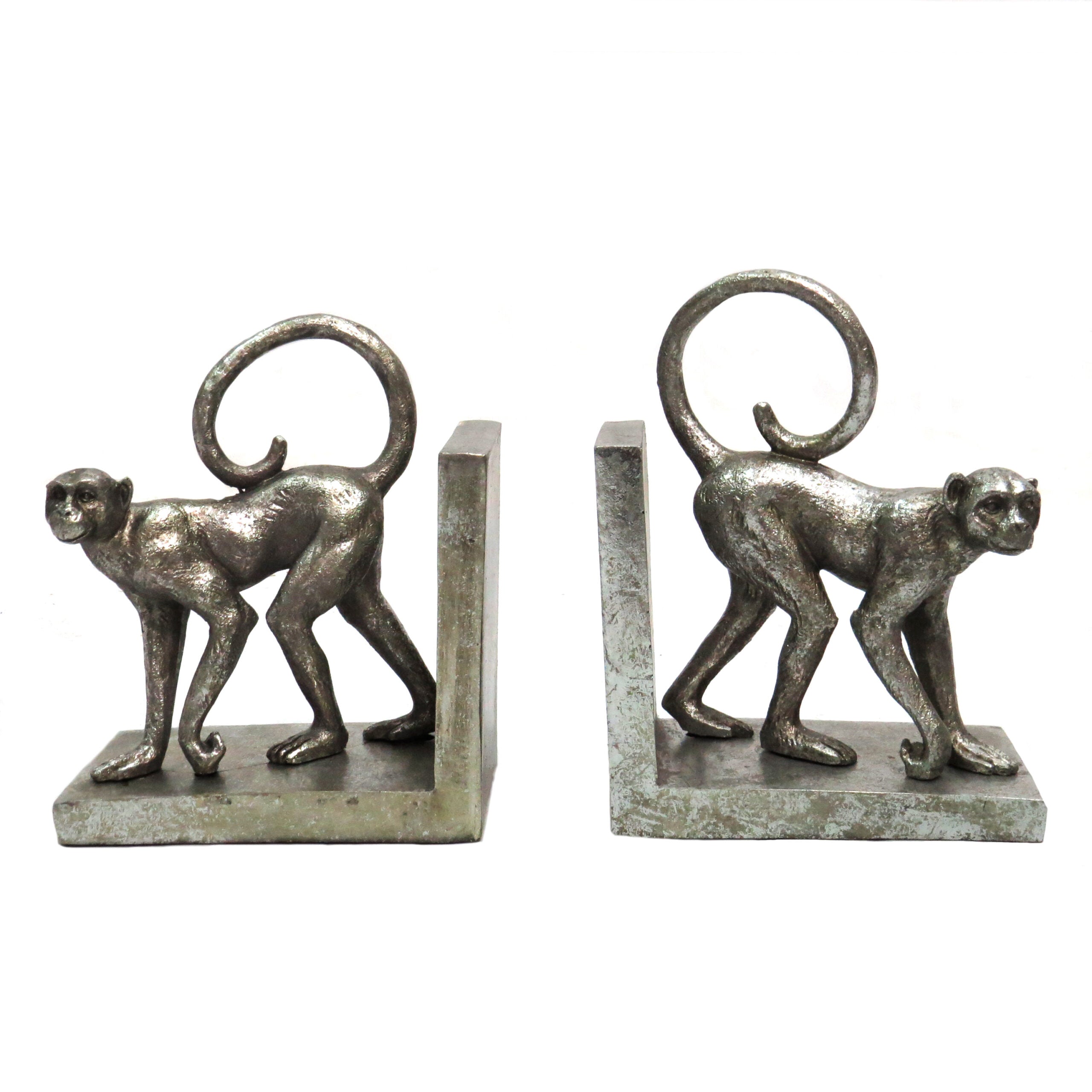 Silver Monkey Bookends (Pair)