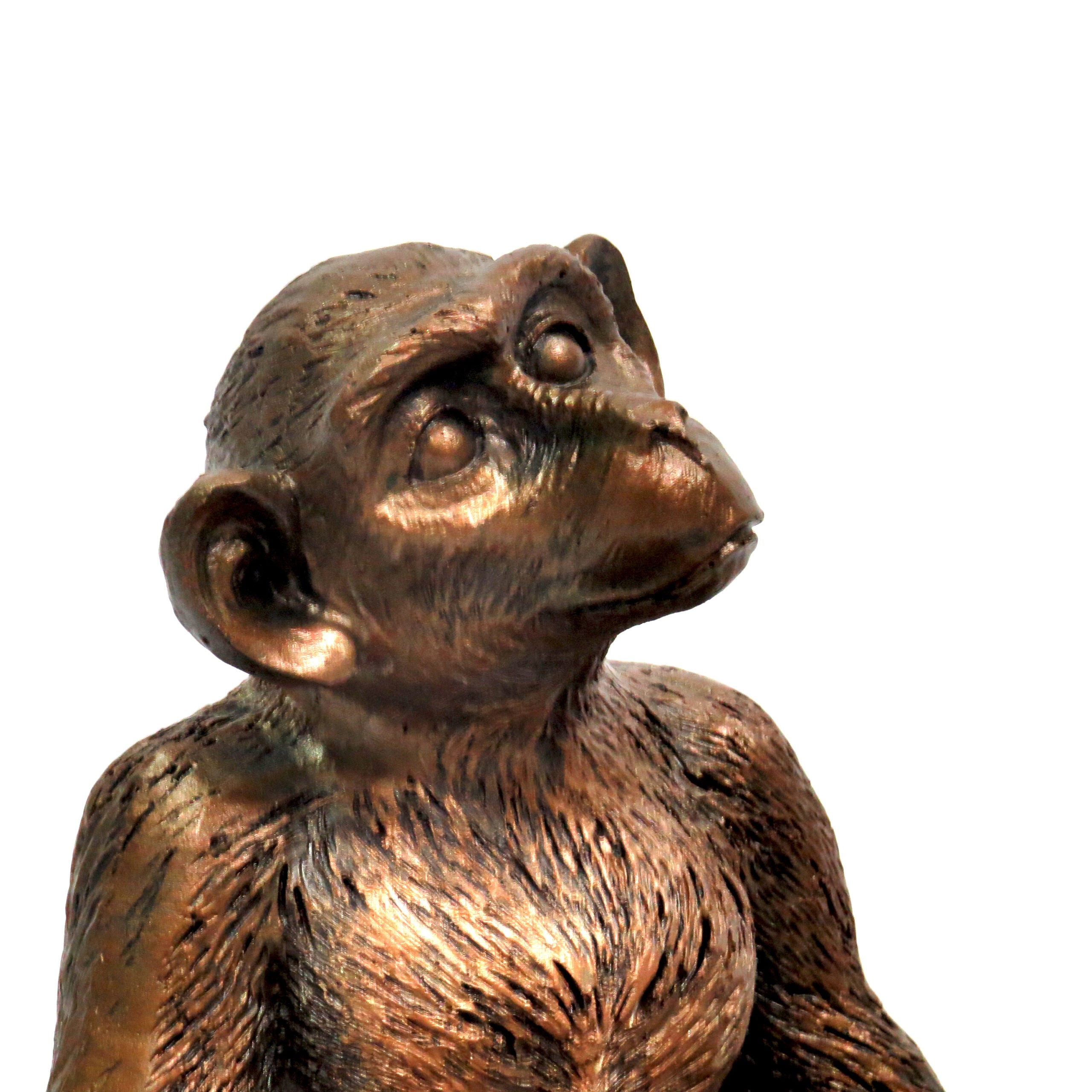 Bronze Monkey with Leaf Catch-All Tray – 22cm