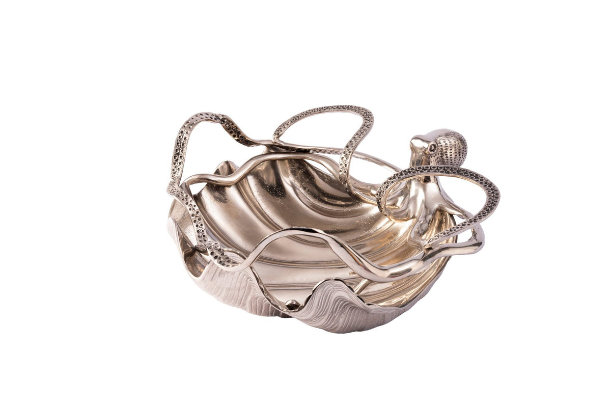 SHELL BOWL OCTUPUS ANTIQUE SILVER
