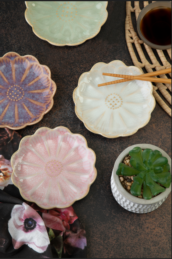 Japanese Lotus Dipping Dishes 4pc Option 2