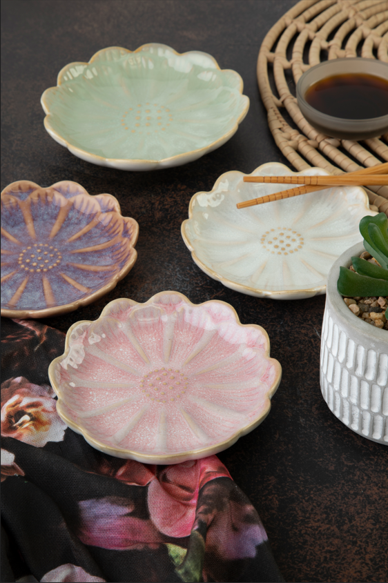 Japanese Lotus Dipping Dishes 4pc Option 2