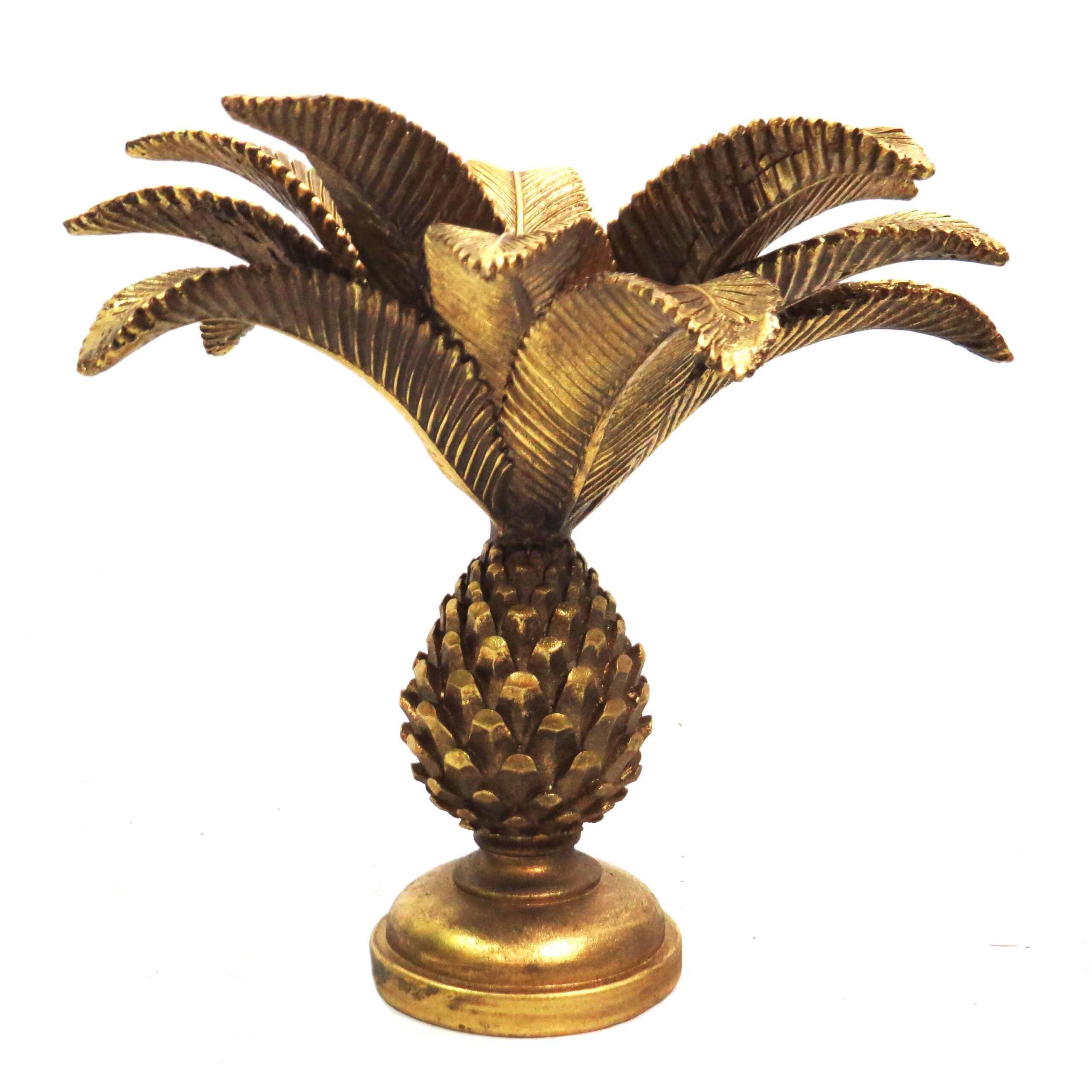 Antique Gold Leaf Date Palm Candleholder